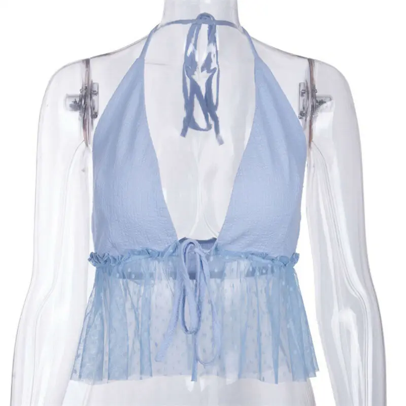 Женский шифоновый топ с V-образным вырезом и открытой спиной | Женская одежда