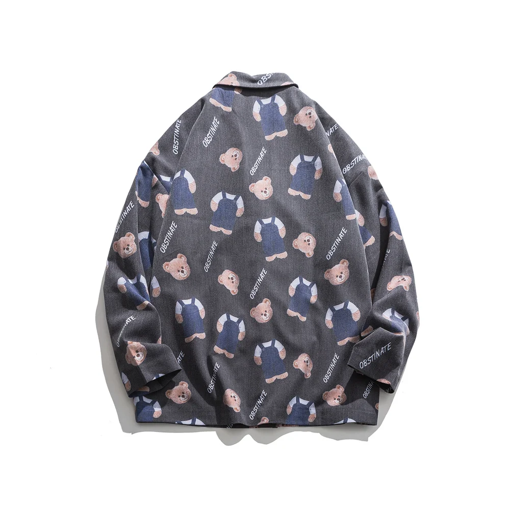 

LINDSEY SEADER Blazers Men Streetwear Hip Hop Vintage Bears Print Casual Blazer Jacket Male Suits Fashion Suit Coat Autumn