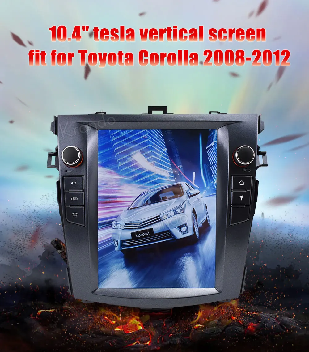 Krando Android 7,1 10," Tesla вертикальный экран Автомобильная Мультимедийная система для toyota Corolla 2008-2012 аудио радио плеер KD-TV025