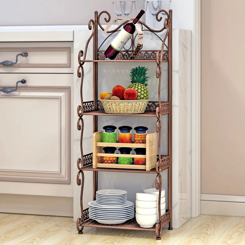

Folding 4 Layer Metal Storage Rack Living Room Bathroom kitchen Organizer Storage Shelf for Clothes Shoes Food Storage