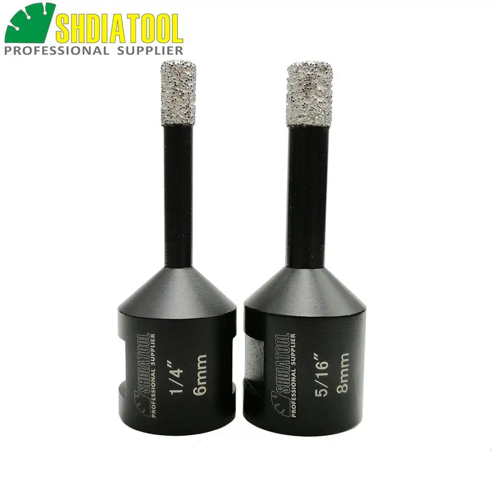 SHDIATOOL 2pcs/set Dia 1/4&quot&amp5/16&quot(6+8mm) Vacuum Brazed 5/8-11 Diamond Dry Drilling Bits Tile Hole Saw Core Drill Bit |