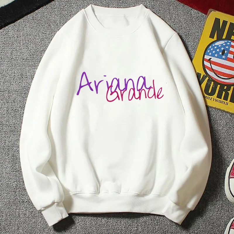 2021 Ariana Grande Sweatshirt Long Sleeve Round Neck Sweater for Women