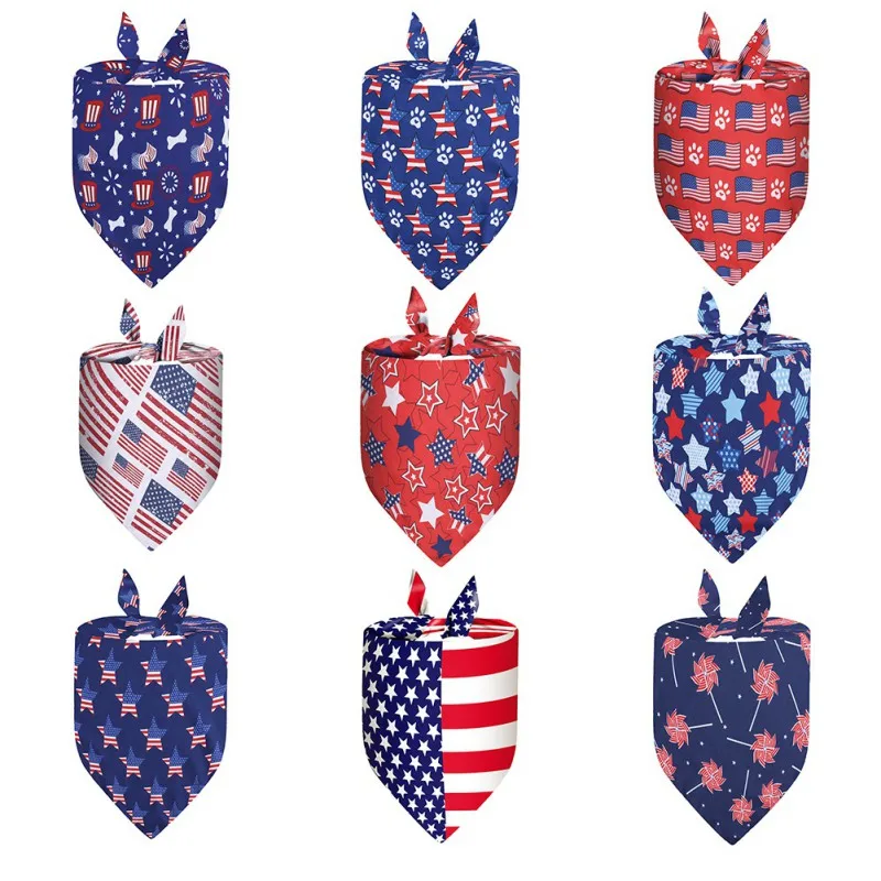 

Cotton Dog Bandanas Pet Triangular Neckerchief Bib For Puppy Washable Bow Ties Collar Cat Dog Print Scarves Pet Dog Accessories