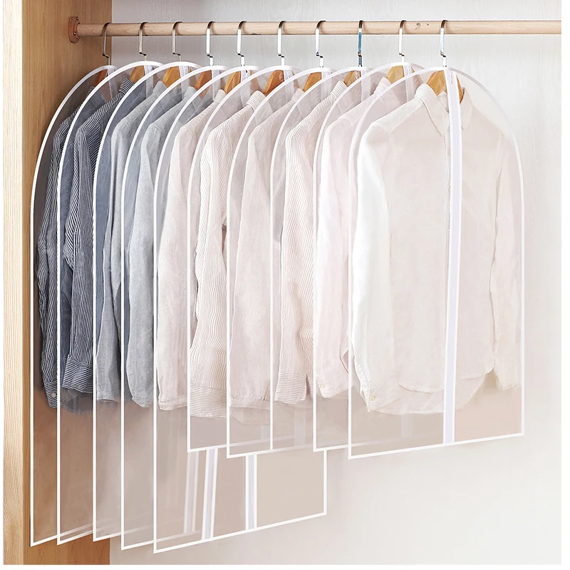 

Clothes Hanging Dust Cover Garment Dress Clothes Suit Coat Storage Bags 100% Transparent Wardrobe Washable Clothing Bag