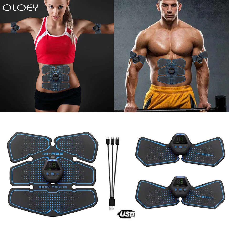 

Abdominal Muscle Trainer EMS Fitness Equipment Training Muscle Exerciser Stimulator Belt Belly Arm Massage USB Charged Gym ABS