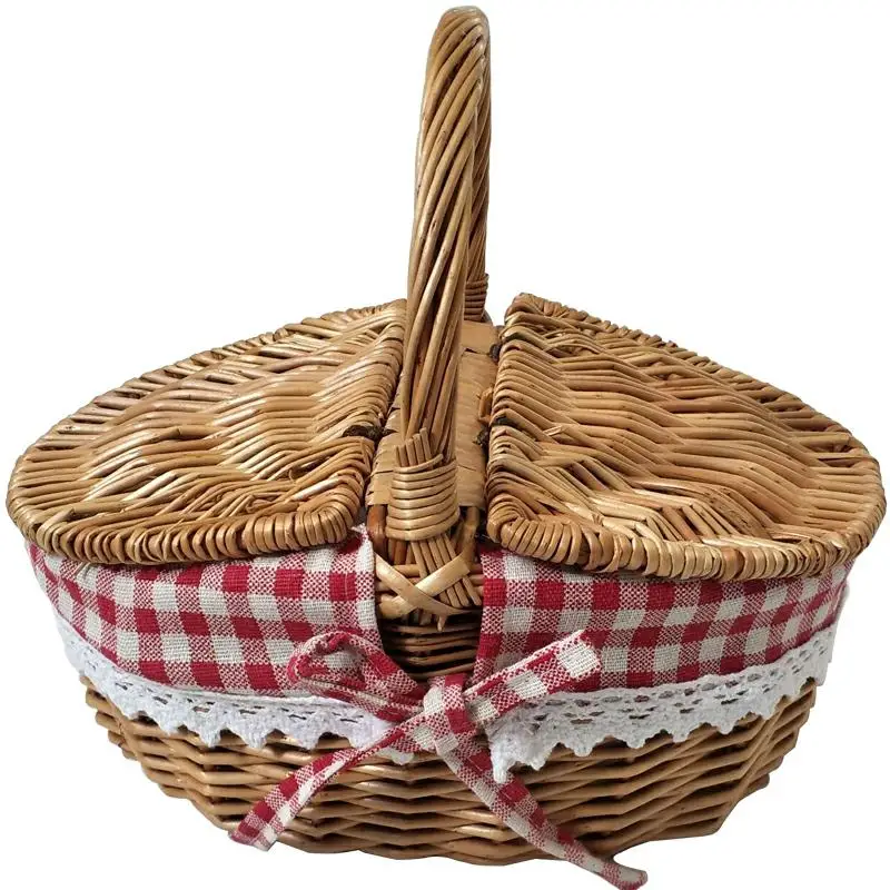 

Корзина для пикника, фрукты, плетеная, голубая