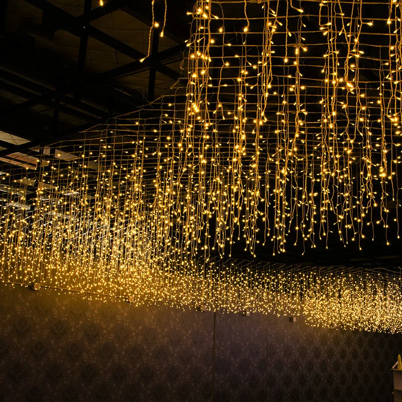 Linkable занавеска со звездами гирлянда для сосульки с 8 режимами рождественской