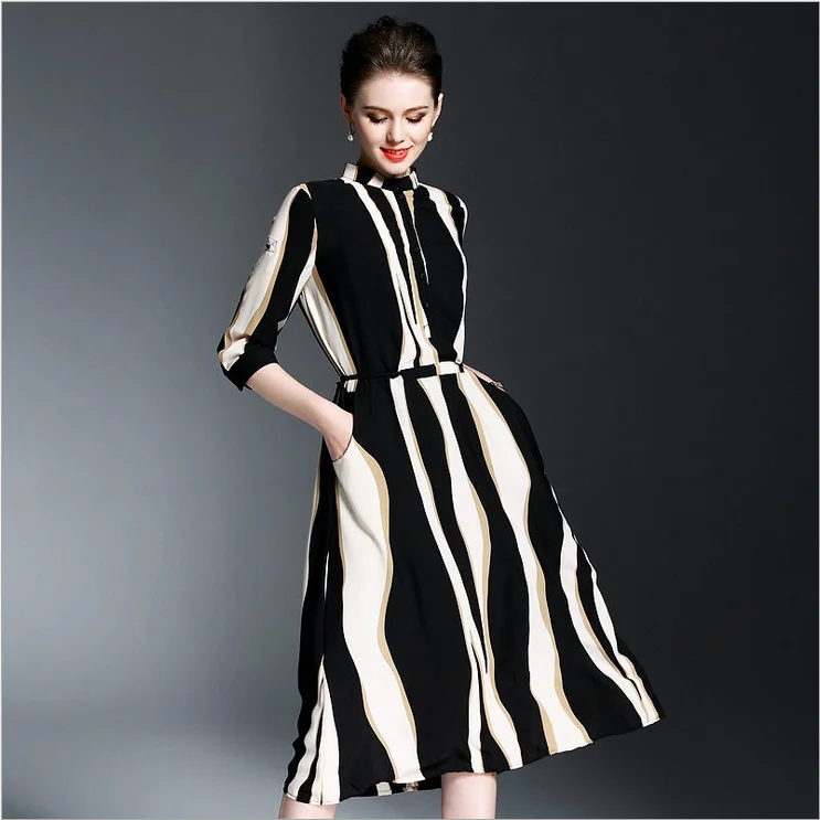 Женское винтажное платье-миди в полоску элегантное праздничное пляжное платье
