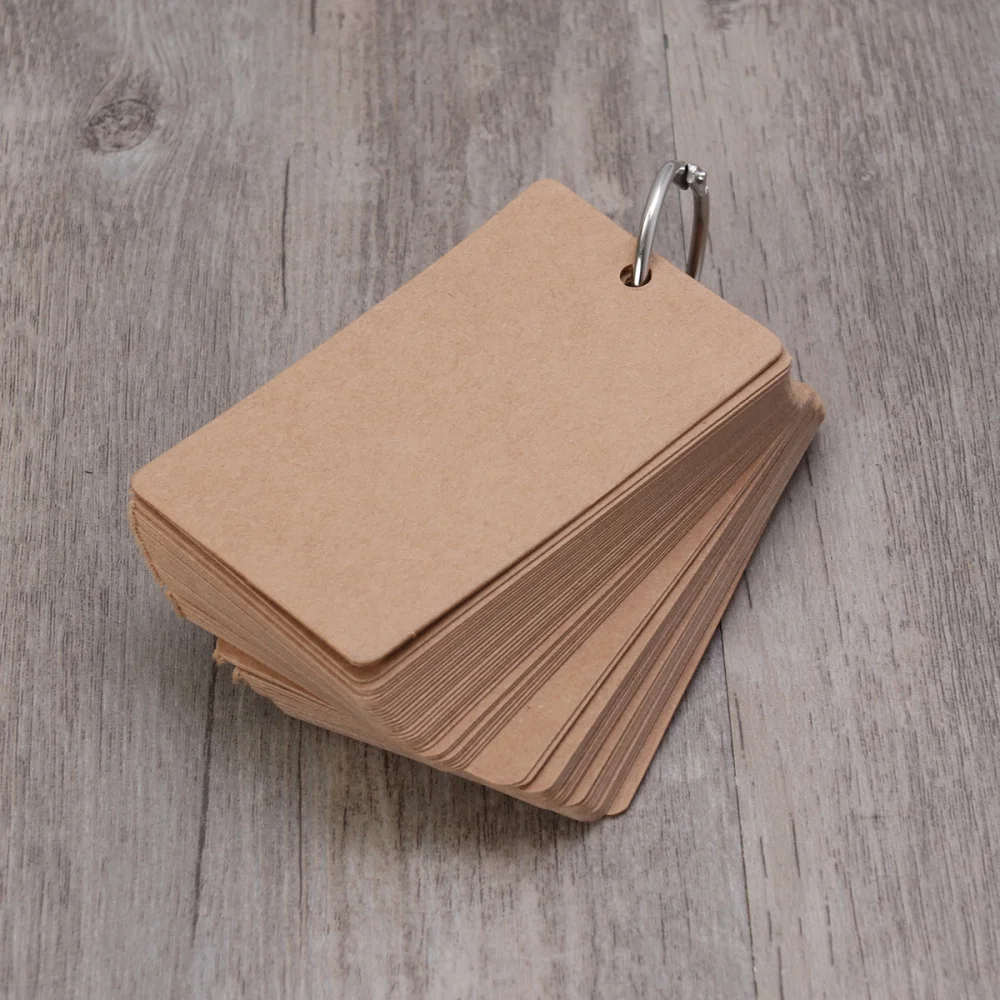 

300 Pages Binder Ring Easy Flash Kraft Paper Study Cards DIY Greeting Card (White)