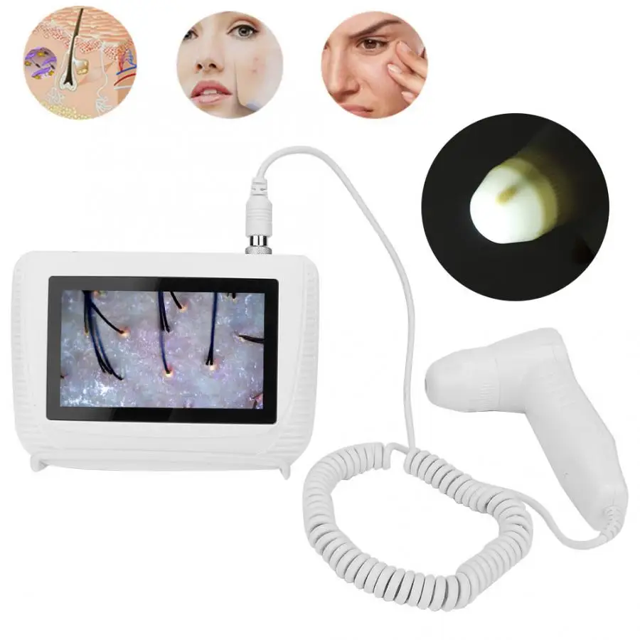 

5 Inch Rechargeable Scalp Hair Follicle Oil Moisture Magnifying Detector Analyzer Skin Pigment Tester Care