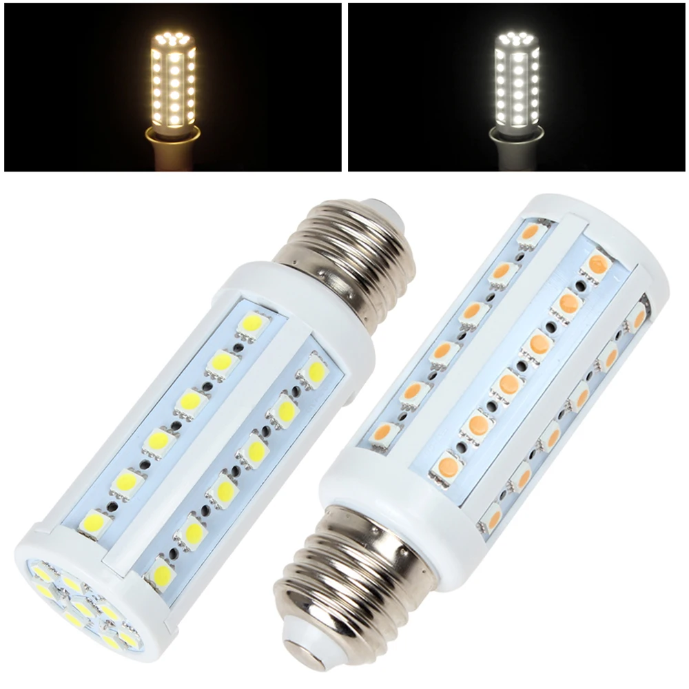 Светодиодная лампа E27 110 V/220 V 9W 44x5050 SMD высокояркая теплая белая/Белая светодиодная