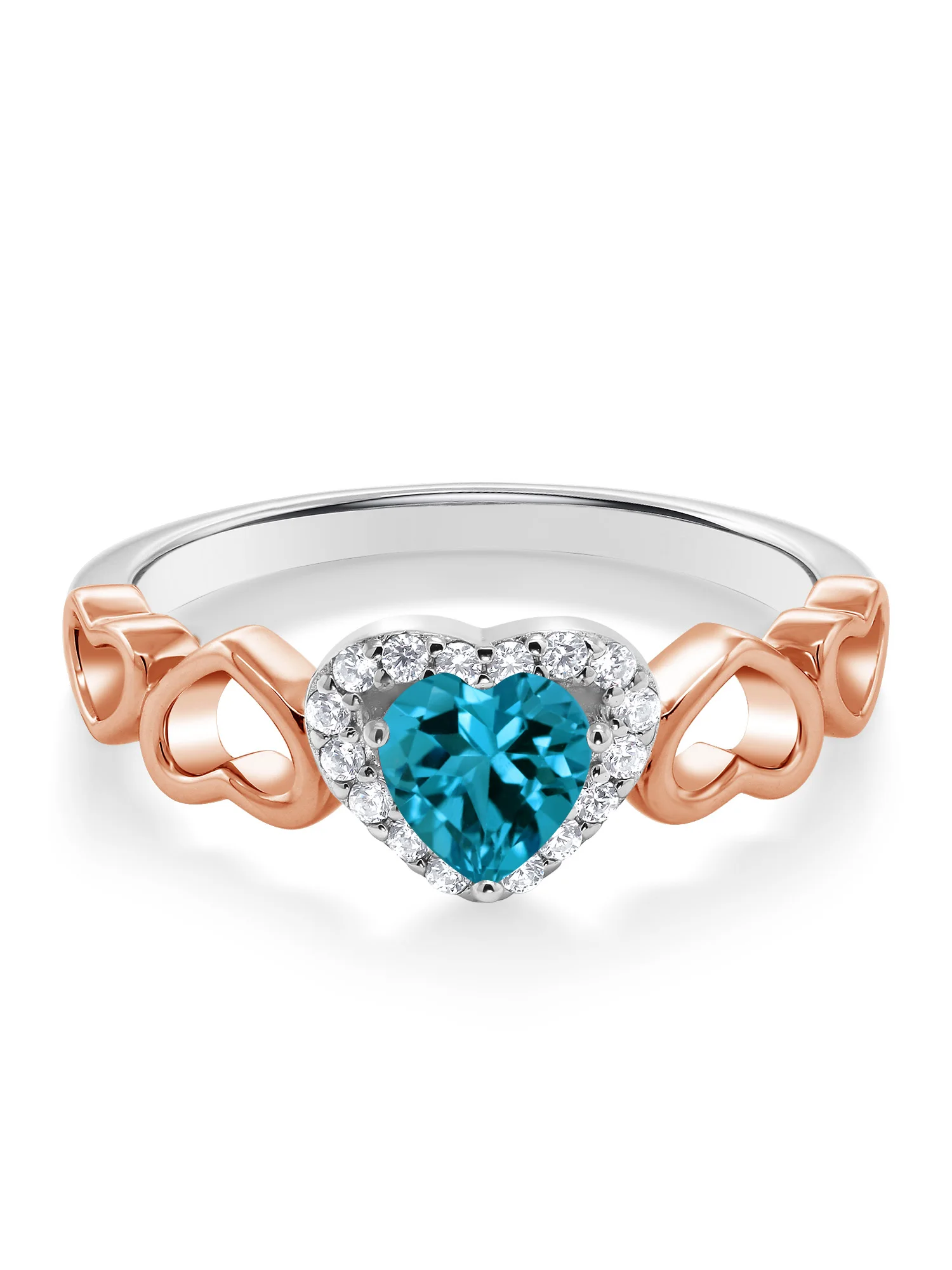 GemStoneKing 0 71 карат в форме сердца Природные Лондон голубого топаза 925 пробы серебро