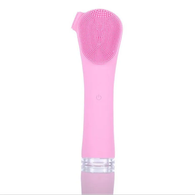 pink Горячая электрическая Очищающая щетка для лица, силиконовая звуковая вибрация, мини очиститель для глубокой очистки пор, Массажная щетка для лица, очищающая - Цвет: pink