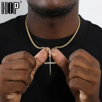 hip hop nail cross iced out bling cubic zircon aaa cz necklace pendant for men jewelry with 4mm tennis chain