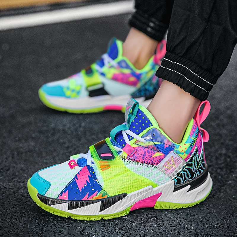

2021 Summer Men Sports Shoes Fashion Couple Non-slip Basketball Shoes Wear-resistant Sports Shoes Outdoor Breathable Shoes 36-45