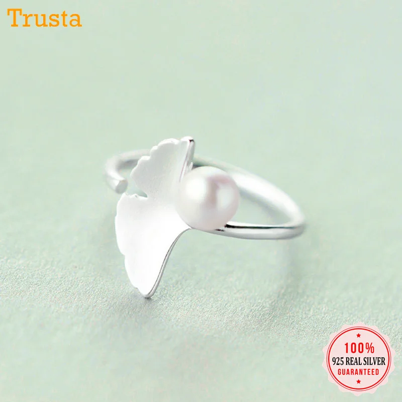 Trusta женское модное кольцо из стерлингового серебра 925 пробы с жемчугом в виде