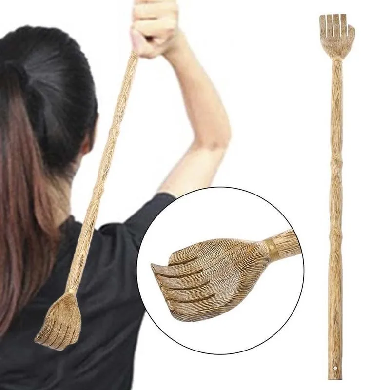 

45cm Wooden Back Scraper Scratching Itching Body Self Massager Body Stick Back Scratcher Massage Hackle Itch Health Horn Tool