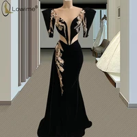 dubai black long evening dresses 2020 sexy deep v neck cutaway sides middle east mermaid evening gowns vestito da sera