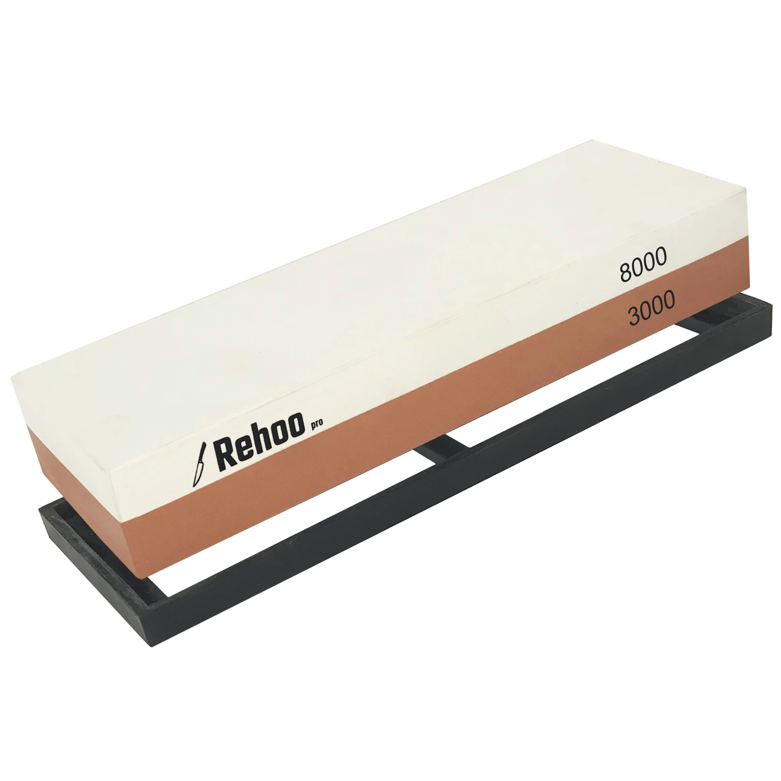 Rehoo-piedra de afilar de doble cara, 3000/8000 malla + almohadilla de goma antideslizante, piedra h&uacute;meda de Chef para cuchillos, cuchillas, piedra resistente al agua, dispositivos de cocina-0