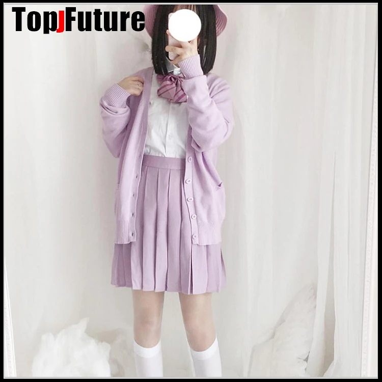 Весенняя фиолетовая школьная форма для косплея свитер девочек женская вязаная