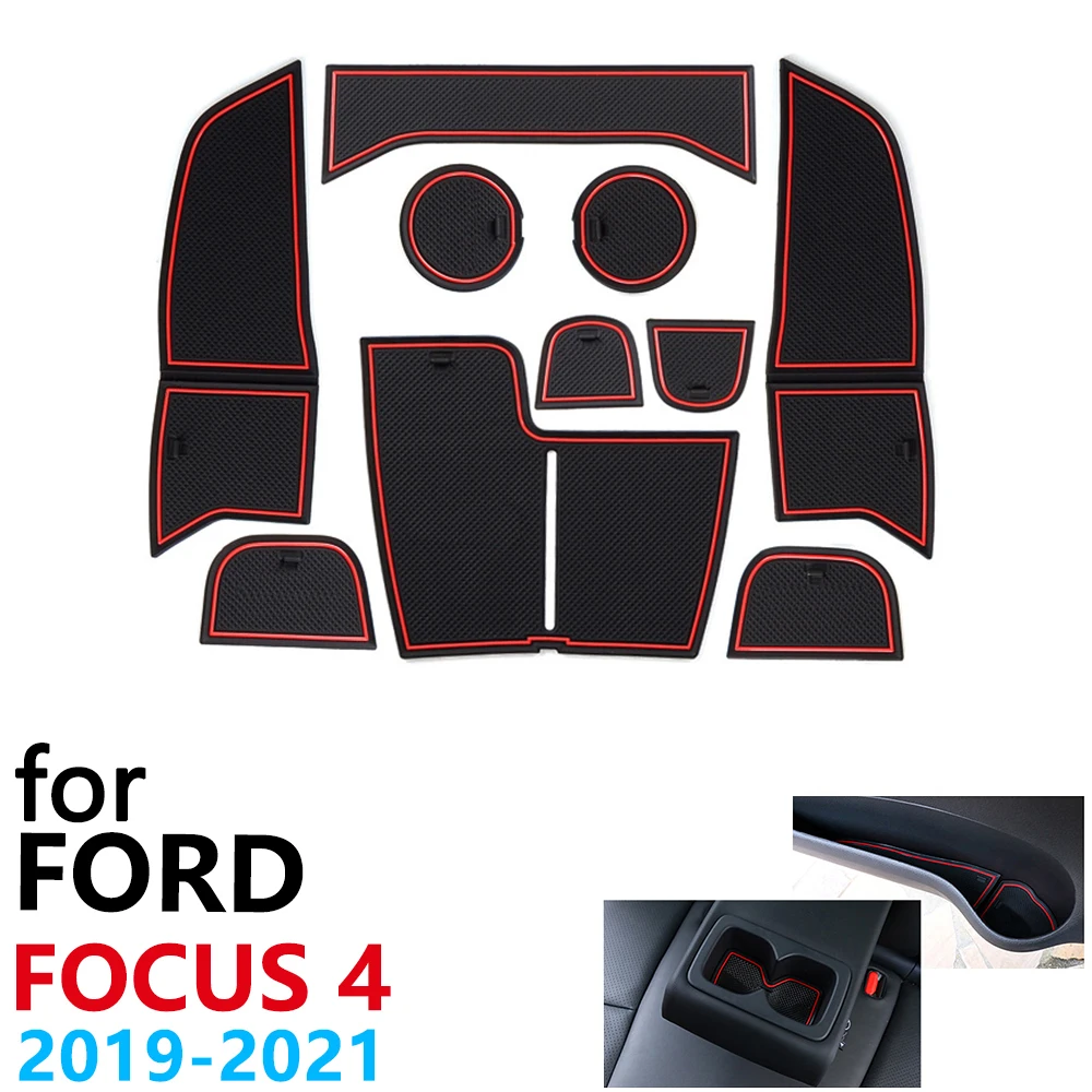 

Anti-Slip Rubber Cup Cushion Door Groove Mat for Ford Focus 4 IV MK4 2019 2020 2021 ST RS Accessories Car Stickers mat for phone