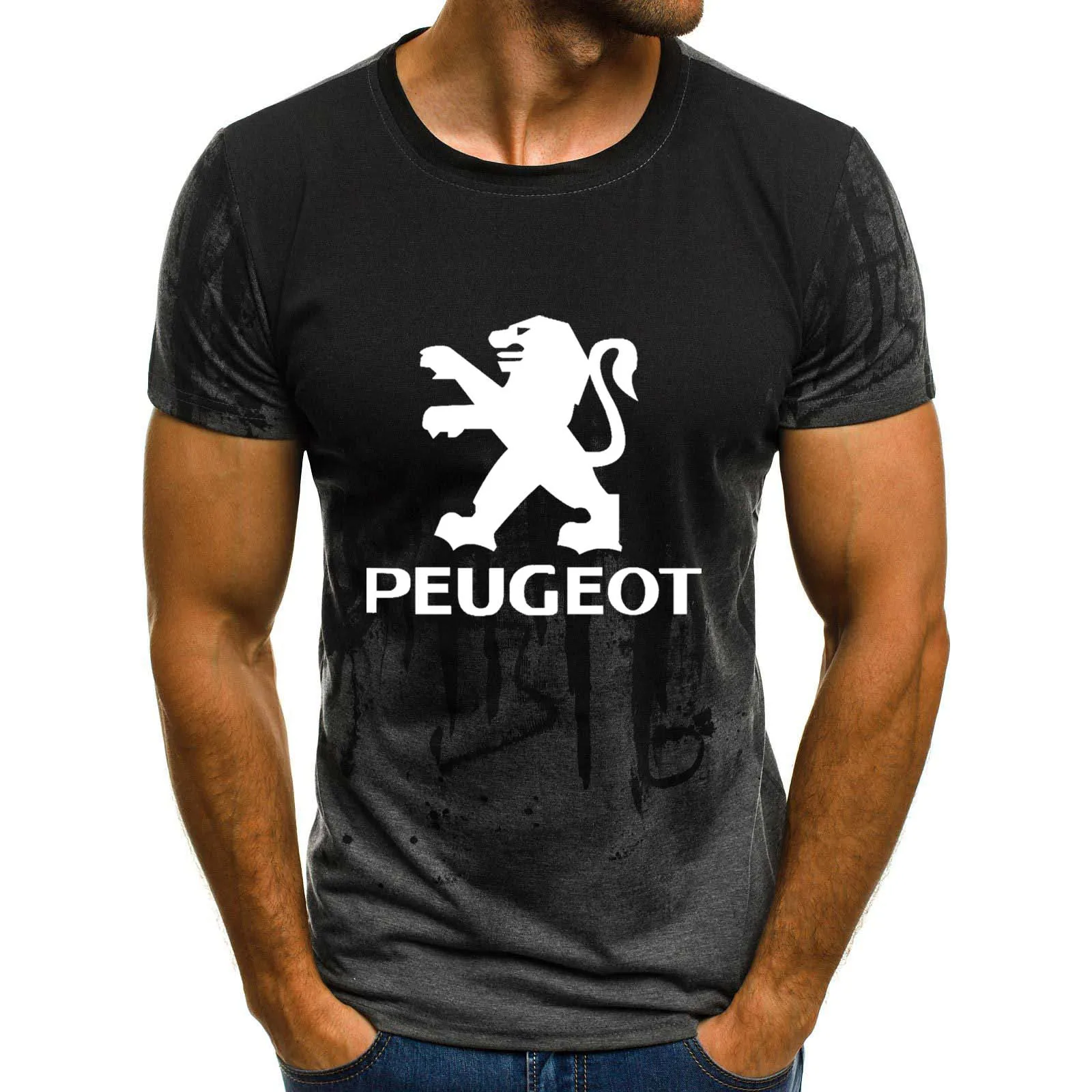 Мужская футболка с коротким рукавом для Пежо логотипом автомобиля летняя