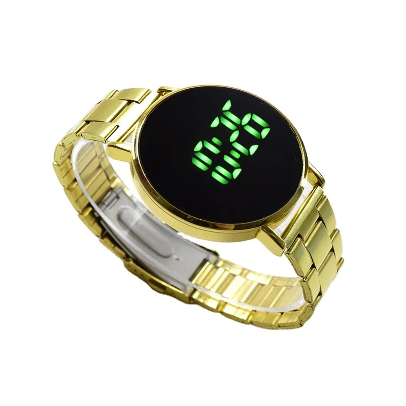 Hot Selling Round LED Steel Strap Metal Electronic Wristwatch Touch Screen Couples Fashion Men's Watch