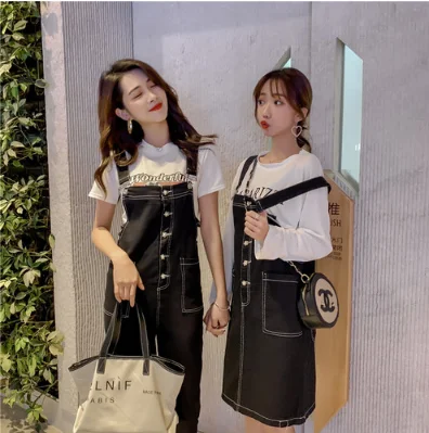 2020 Весенний новый цельный комбинезон для женщин Корейская свободная черная