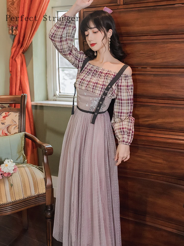 

Женское длинное платье с отложным воротником и длинным рукавом, Осень-зима 2021