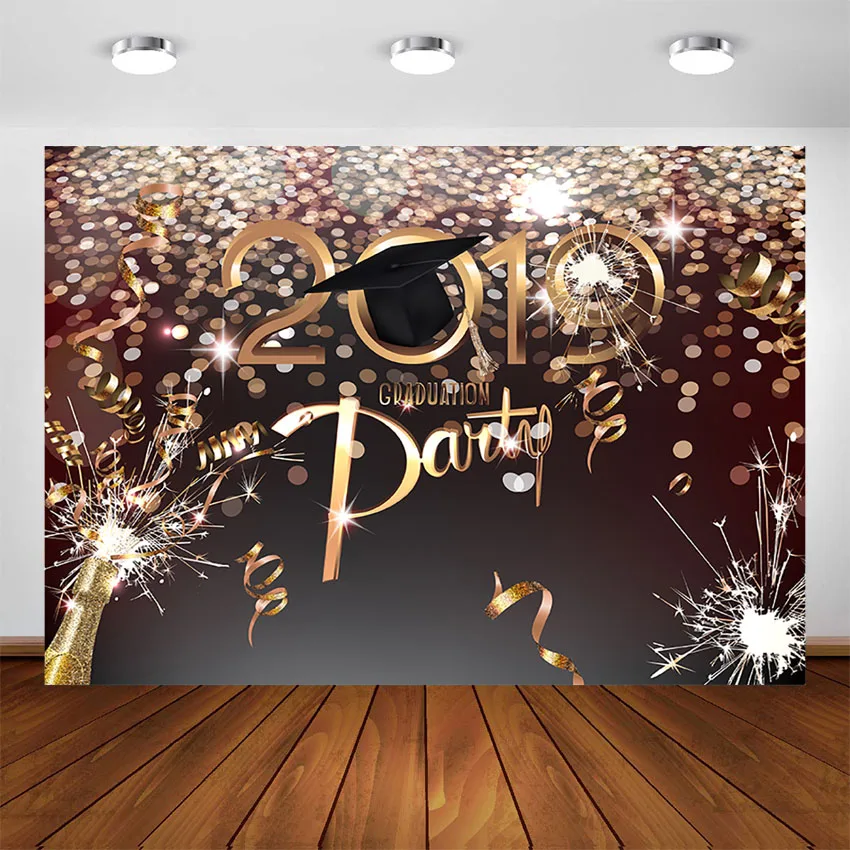 Выпускные вечерние фоны для фотосъемки Золотые шарики в виде бутылок