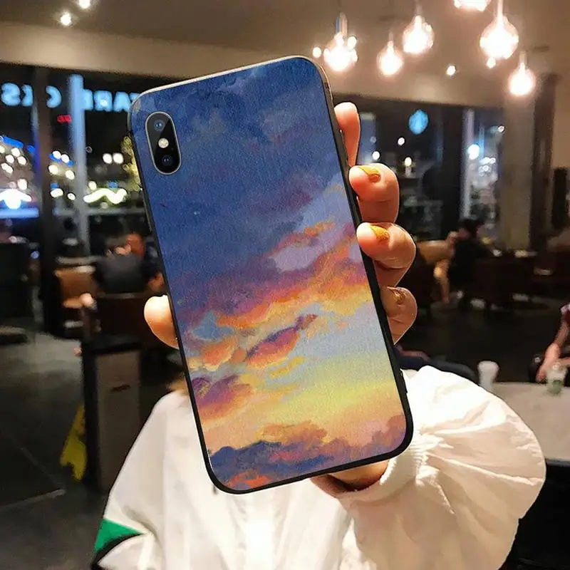 

Oil painting sky high quality Phone Case for iPhone 11 12 pro XS MAX 8 7 6 6S Plus X 5S SE 2020 XR