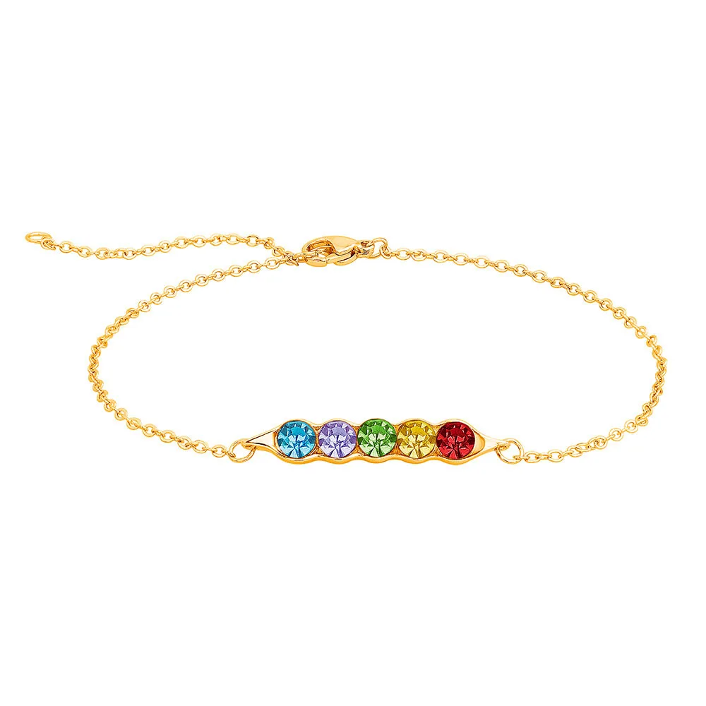 

Personalized Custom 1-5 Birthstone Diamond-Studded Copper Fashion Pea Bracelet Daily Jewelry For Women