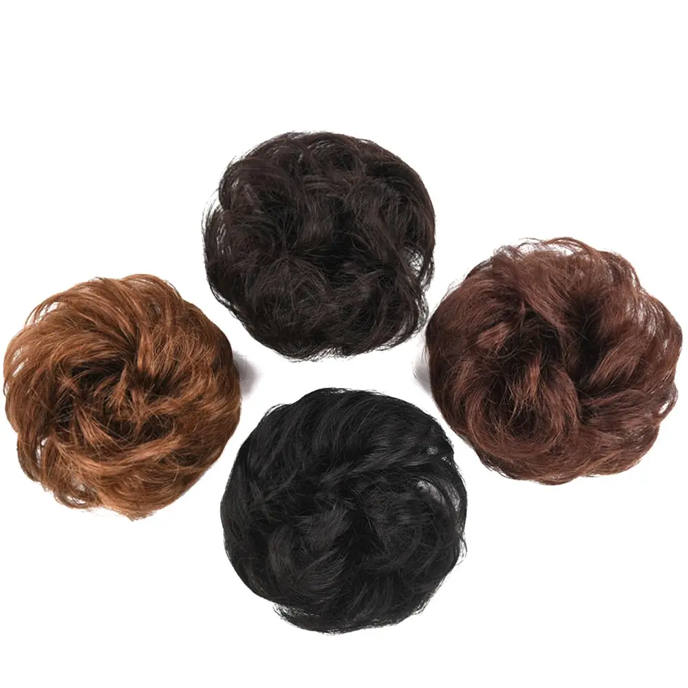 Chignon Hairpiece Elastic Rubber Band Human Hair Chignon Bun Ponytail Hair Pieces Donut Chignon Hair Bun Extension