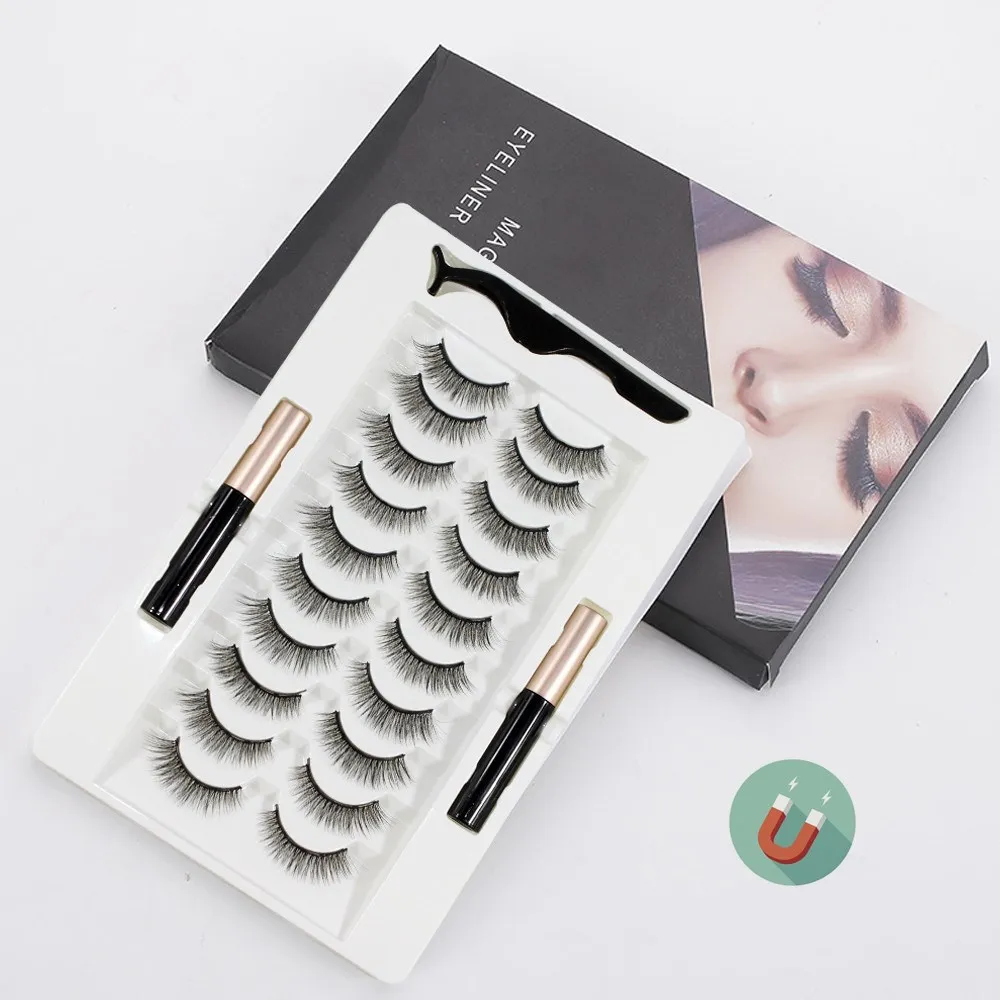 10 пар набор магнитных ушей двойной магнит подводка для глаз водонепроницаемый