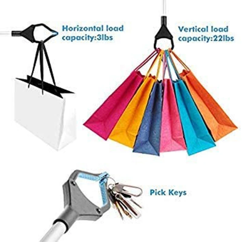 

32 Inch Extra Long Grabber Reacher with Rotating Jaw - Mobility Aid Reaching Assist Tool (Blue)