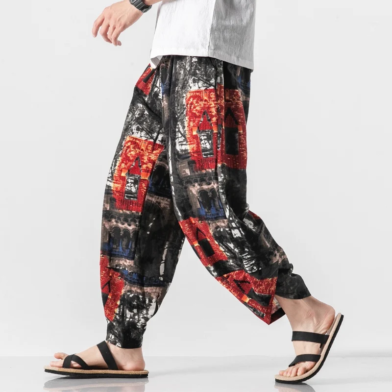 Hip Hop Harem pants Mens Spring Summer Chinese Style Joggers Pants Men Sweatpant Stitching color Casual Trousers Harem pants men - Цвет: X1