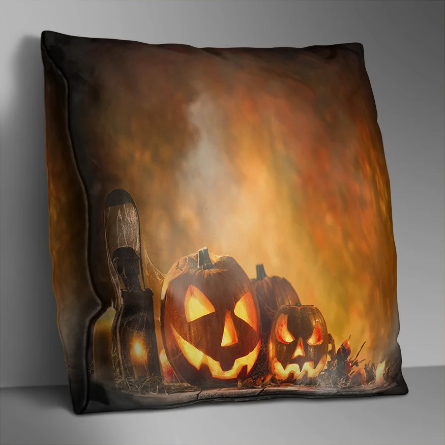 

Halloween Double Side Print Cushion Cover Polyester Holiday Decorative for Sofa Seat Soft Throw Pillow Case Cover 45x45cm