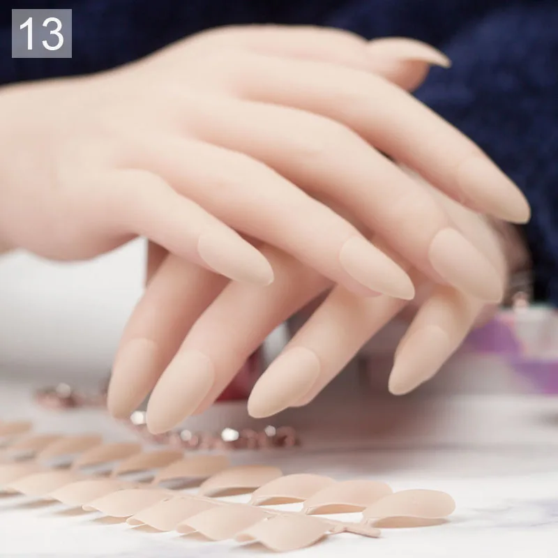 24pcs/set Stiletto Nails Matte Finishing False Press-On Almond Full Fake Nail Tips Manicure DIY Faux Ongles Nep Nagels | Красота и