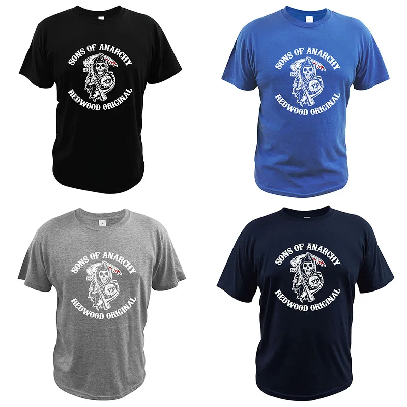 Sons of Anarchy T-Shirt SAMCRO Redwood Original T Shirt 100% Cotton Fitness EU Size Premium Tee Tops | Мужская одежда