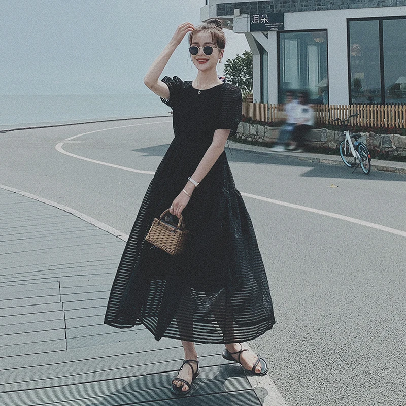 

2021 летнее платье для женщин; Модные сапоги в корейском и рыцарском стиле свободные черные сетчатые прозрачные кружевные на шнуровке больши...