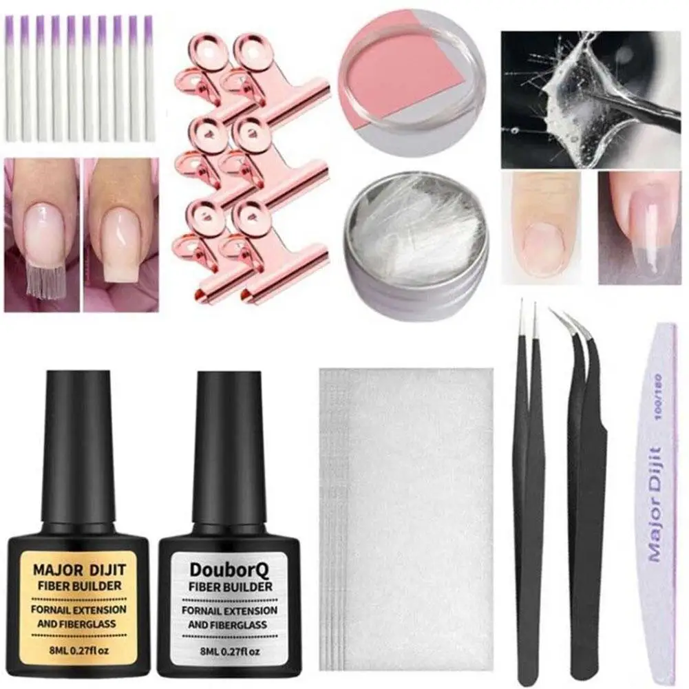 

Nail Extension Repair Fiber Glue Fiberglass Gel Extended Repair Silk Fiber Towel Set Fiberglass Nail Art Kit Silk Nail Wrap