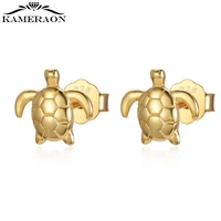 cute tortoise gold studs earrings real s925 sterling silver for women fashion brinco pierced oorbellen voor vrouwen couple gifts