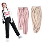 Брюки женские шерстяные, с начесом, зимние, черные