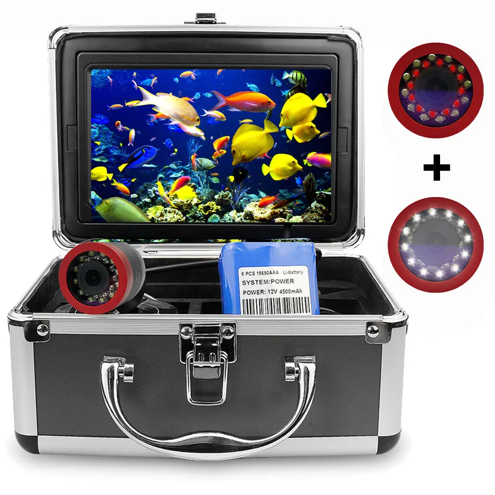Comprar Erchang-Cámara De Pesca Submarina DV3524E, Doble Lámpara, 24 LED, 7 Pulgadas, 15M, 30M, Visión Nocturna, 92 Grados, Mar/hielo