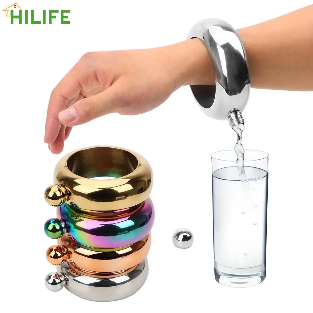 Hilife Voor Whiskey Vodka Alcohol Ronde Chic Heupfles Bangle Heupfles Drinkware Accessoires Armband Elegante Wijn Fles 3.5 Oz