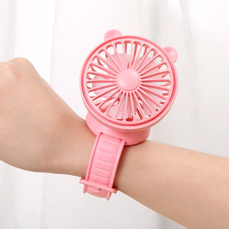 

Cute Bear Hand-Held Fan Comfortable Wrist Strap Cartoon Portable Mini Fan For Outdoor Travel LC