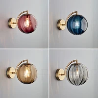 modern living room glass wall lamp american simple colorful lampshade nordic creative bedroom bedside study model wall lamp