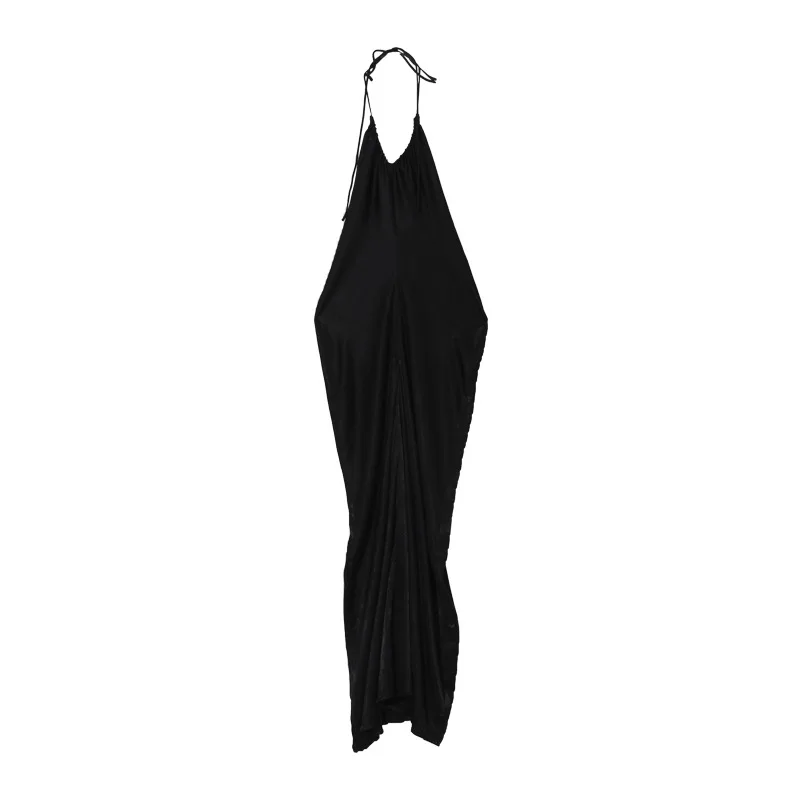 

3736 Sexy Dress Women Party Night Summer 2021 Fashion Sling Sleeveless Backless Ruched Satin French Elegant Long Lacing Dresses