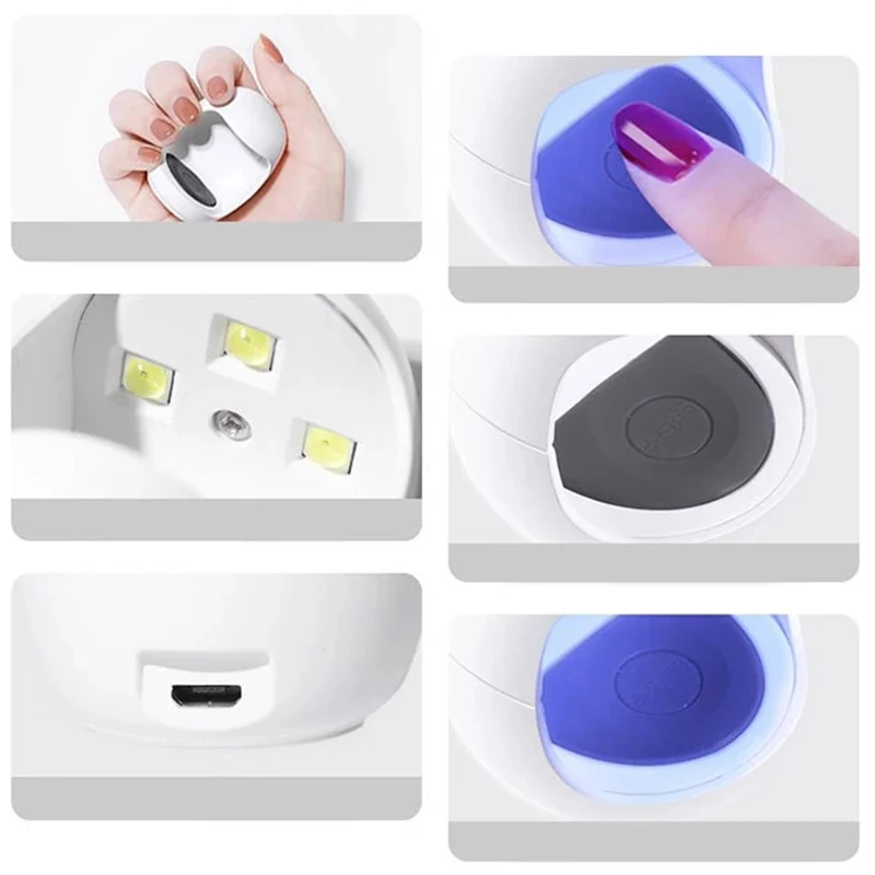 

LED Mini Nail Lamp Egg Shape Timing Phototherapy Nail Gel Dryer Lamp USB Interface Intelligent Induction Manicure Light SCI88