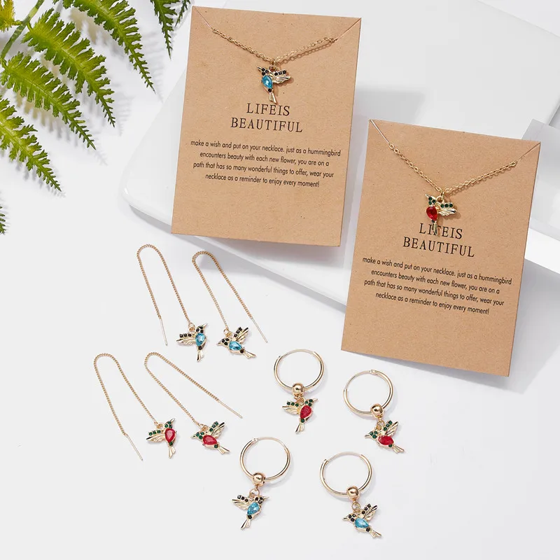 

Rinhoo 2 Colors Hummingbird Tassel Drop Earrings For Women Fashion Crystal Bird Hoop Ear Line Girls Statement Party Jewelry Gift